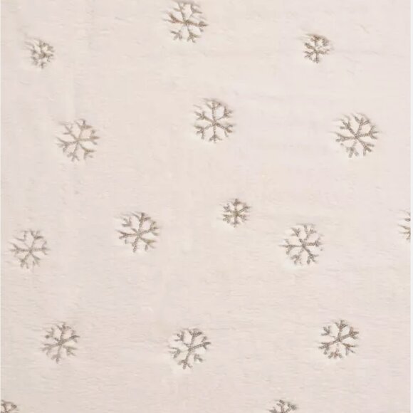 NEW THRO Gold Sequins Snowflakes Ivory Faux Fur Throw Blanket Christmas Holidays - Picture 2 of 8